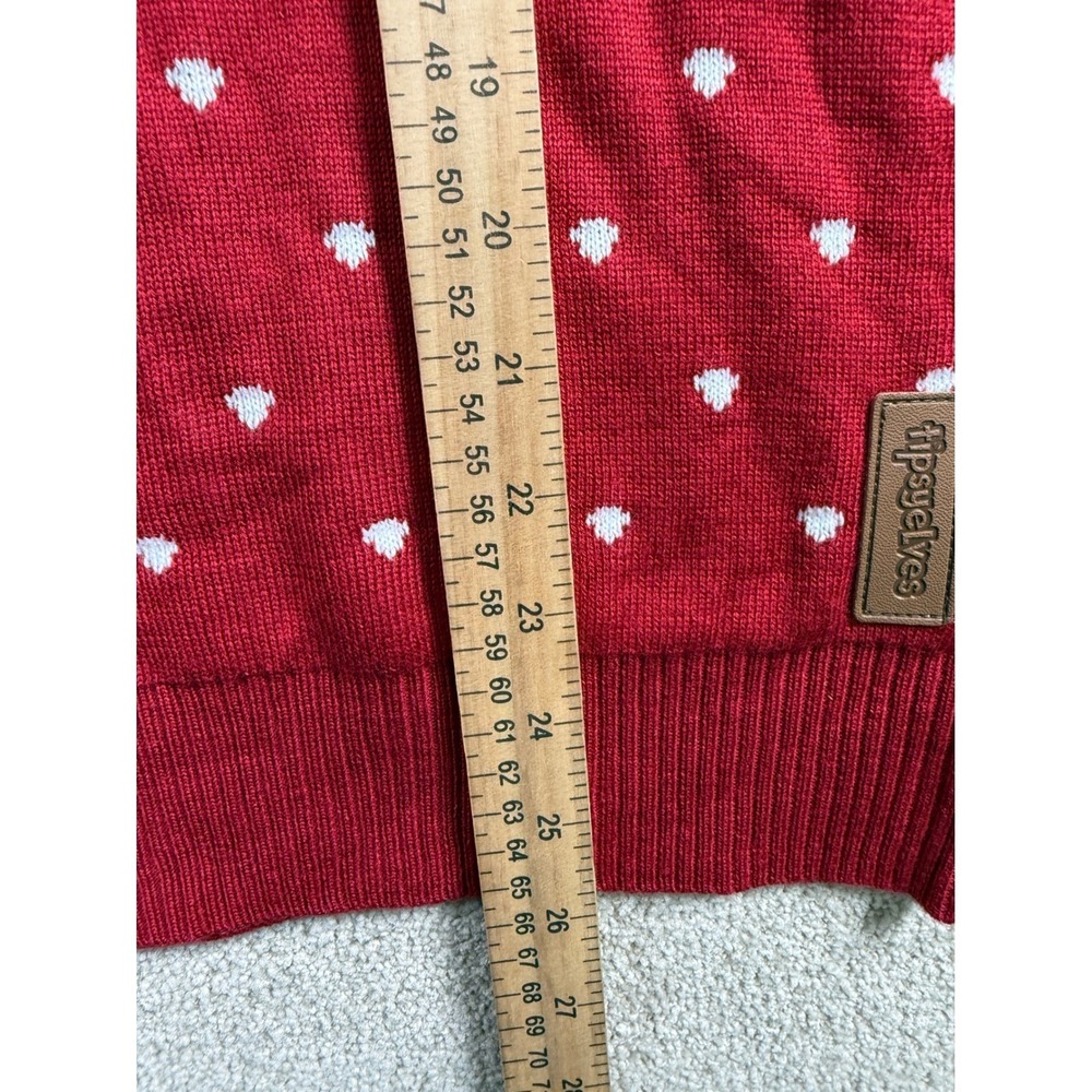 Tipsy Elves Happy Holidays Sweater Womens Medium Red White Gold Tassels Knit View 3
